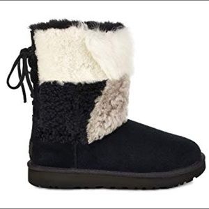 Ugg classic patchwork fluff boots nwt